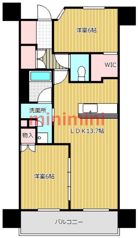 摂津市千里丘新町のマンションの間取り