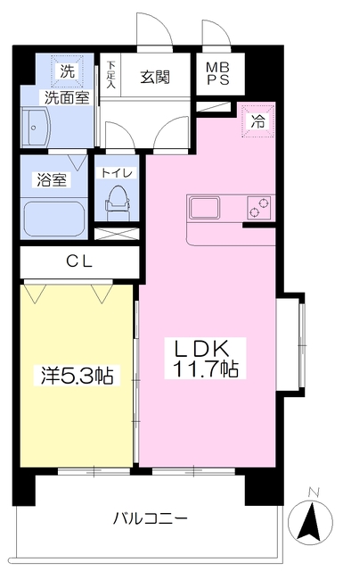 松山市北藤原町のマンションの間取り