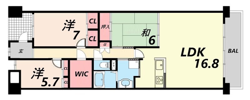 姫路市飯田のマンションの間取り