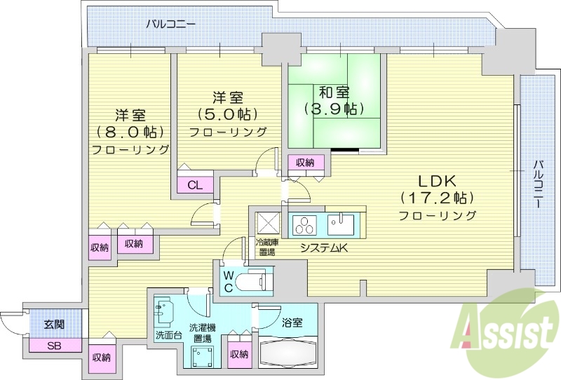 知事公館前タワーレジデンスの間取り