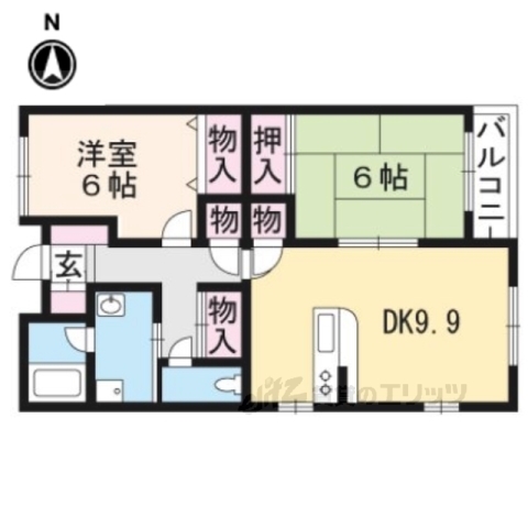 京都市右京区太秦開日町のマンションの間取り