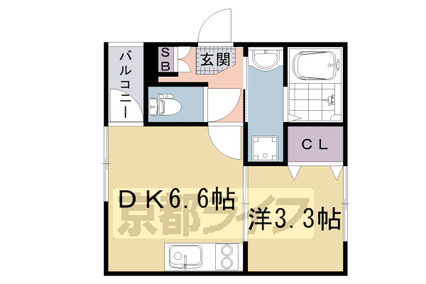 京都市右京区太秦乾町のアパートの間取り