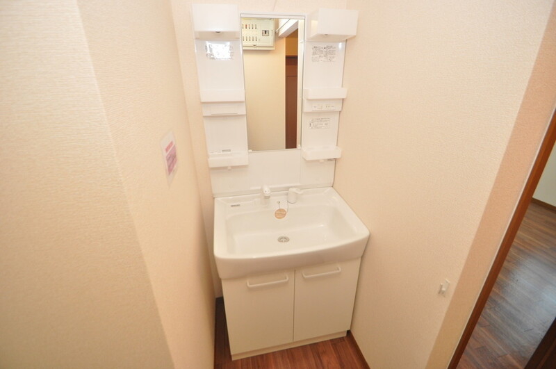 洗面設備　独立洗面台があるので水廻りの備品が収納できて便利です
