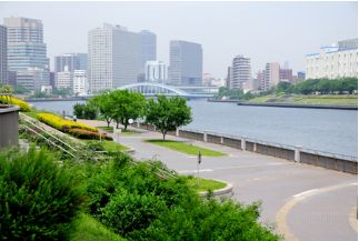 公園　隅田川テラス（佃二丁目周辺）（公園）まで90m