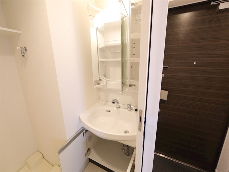 洗面設備　脱衣所　独立洗面台（シャンプードレッサー付）収納スペース有