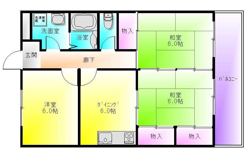 椋風苑B棟の間取り写真