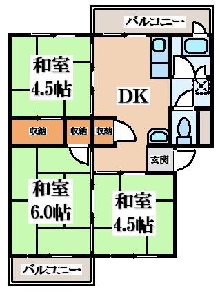 京阪本線 牧野駅 徒歩37分 5階建 築54年の間取り写真