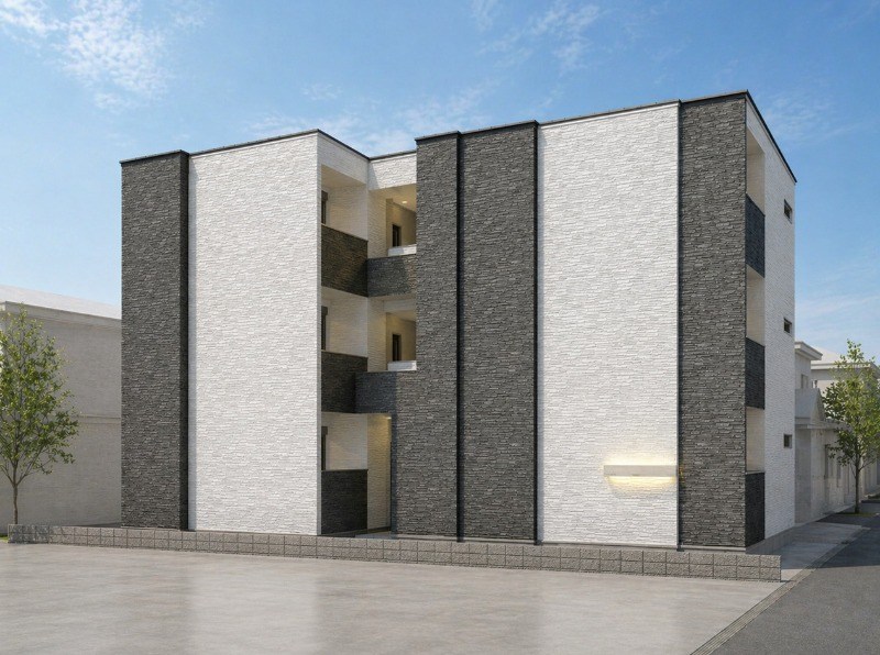 建物外観　外観パース　オートロック付　宅配ＢＯＸ有り