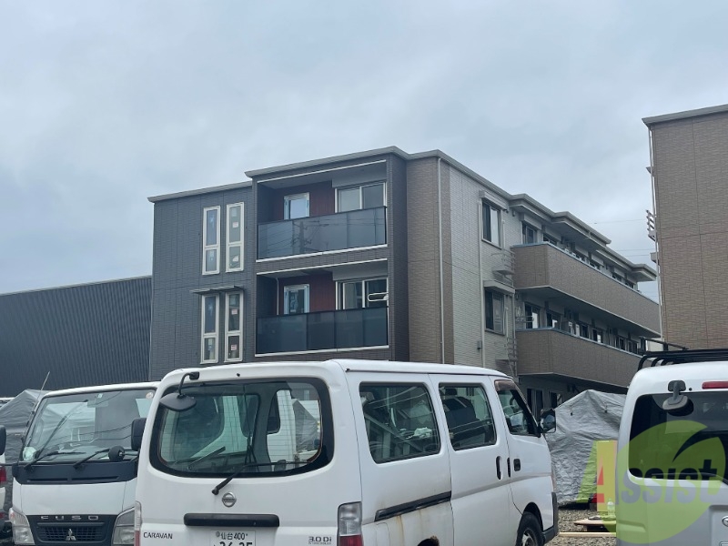 洗面設備　建物の外観です完成が楽しみですね