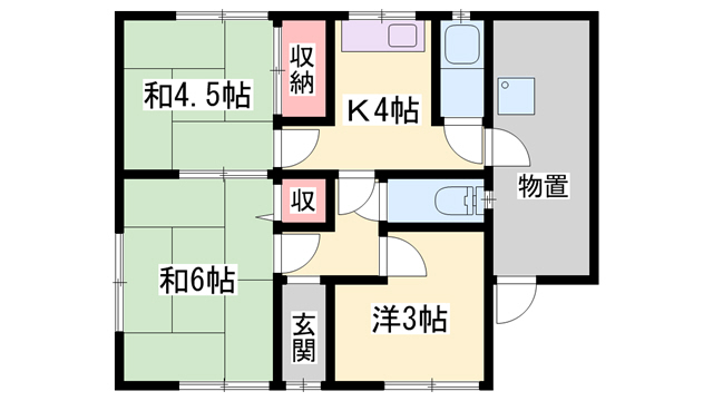 構　2戸1貸家　東棟の間取り