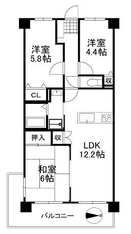 サンライズマンション岩出V　弐番館の間取り