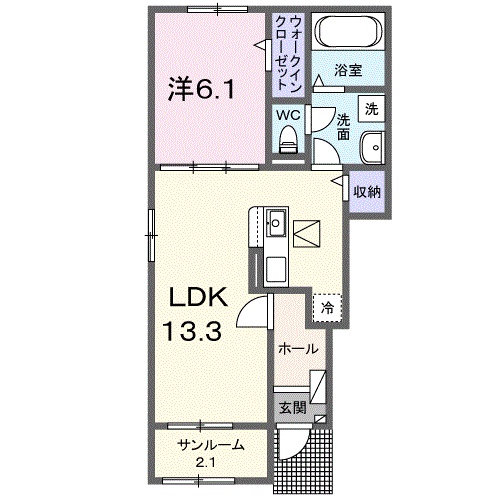 【エスパス　リッシュ　田井　Ｂの間取り】