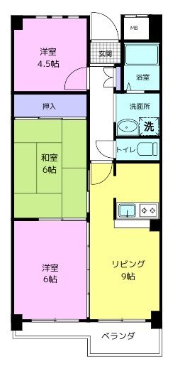 和歌山市元町奉行丁のマンションの間取り