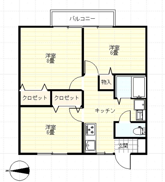 リバティビュー202号室の間取り