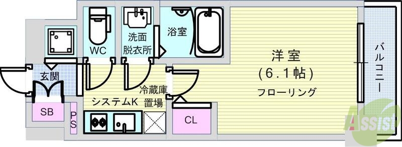 大阪市西区南堀江のマンションの間取り