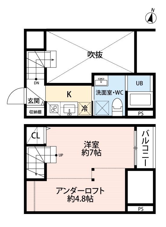 熊本市西区花園のアパートの間取り