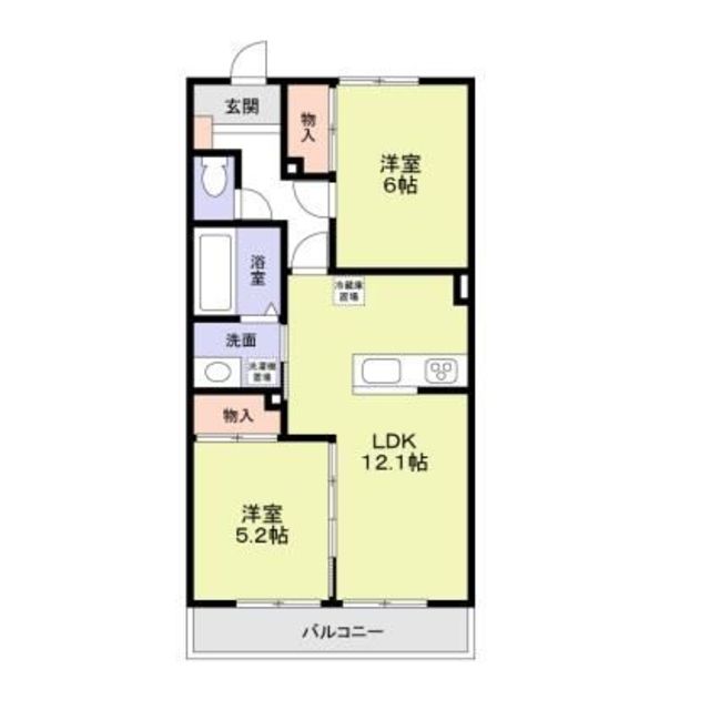 相模原市中央区鹿沼台のアパートの間取り