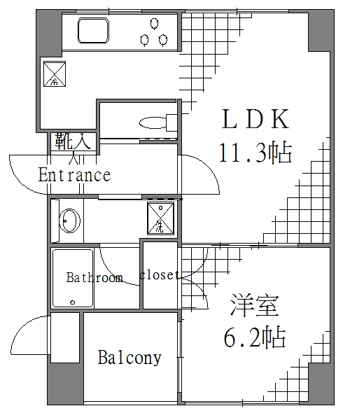 【墨田区江東橋のマンションの間取り】