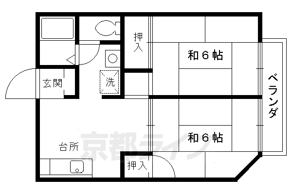 京都市左京区山端大君町のアパートの間取り