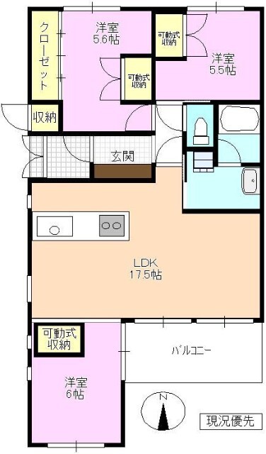 ブランニューシティー常入Ｆ棟の間取り