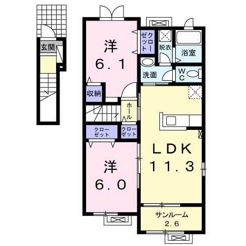 サンリットタウン　日高Ｂの間取り