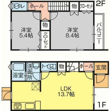 香川町川東下テラスハウスの間取り