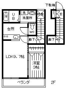 郡山市八山田西のアパートの間取り