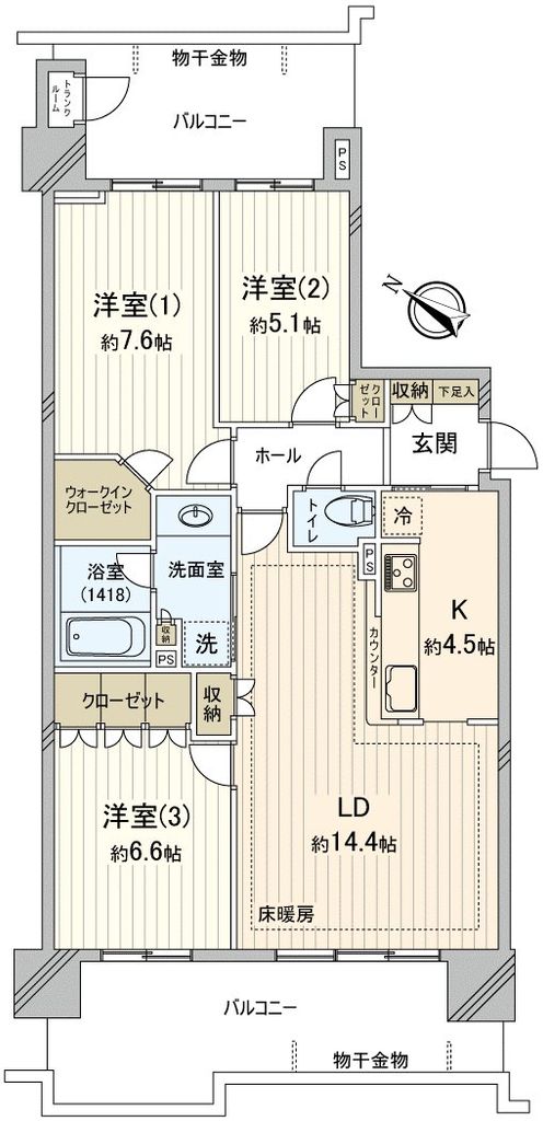 グランパティオス公園西の街４番館の間取り