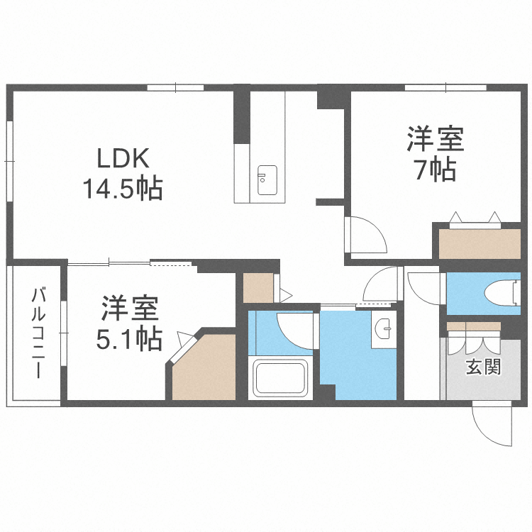 札幌市西区八軒三条西のマンションの間取り