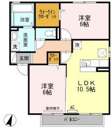 浅口市鴨方町六条院東のアパートの間取り