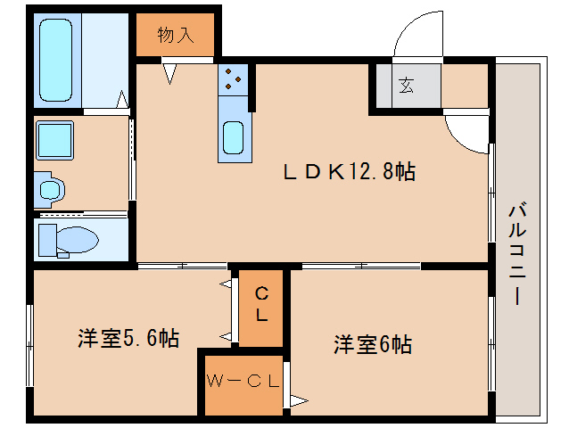 北葛城郡広陵町みささぎ台のアパートの間取り