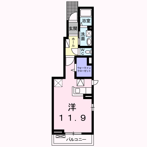 岡山市東区楢原のアパートの間取り