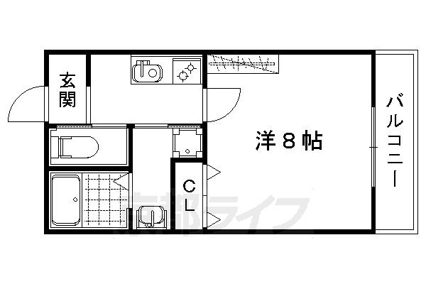 京都市北区紫竹西栗栖町のマンションの間取り