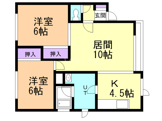 札幌市北区新琴似五条のアパートの間取り