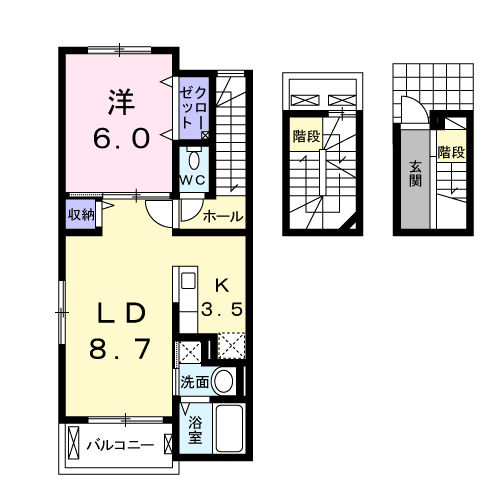 【岡山市南区万倍のアパートの間取り】