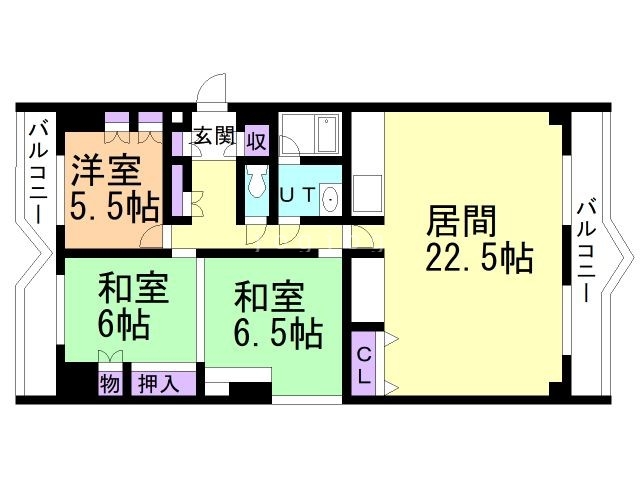 旭川市宮下通のマンションの間取り