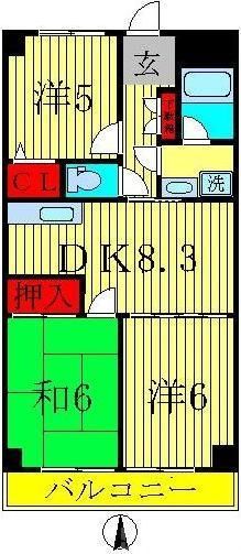 松戸市常盤平陣屋前のマンションの間取り