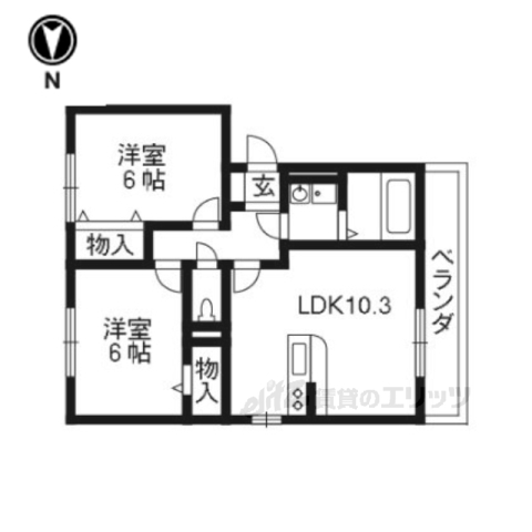 交野市私部のアパートの間取り