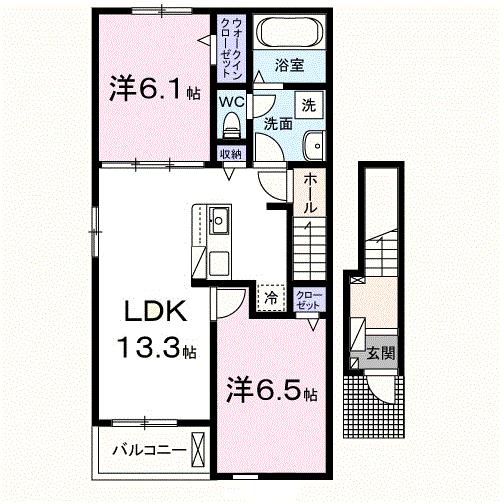 山陽小野田市大字東高泊のアパートの間取り