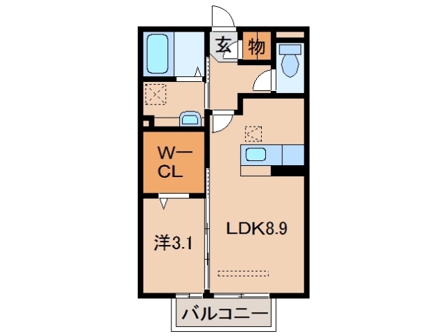 岩出市中黒のアパートの間取り