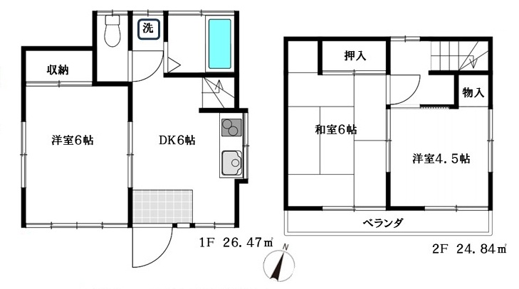 川越市砂貸家の間取り写真