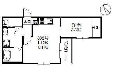 ＪＲ鹿児島本線 箱崎駅 徒歩10分 3階建 築4年の間取り写真
