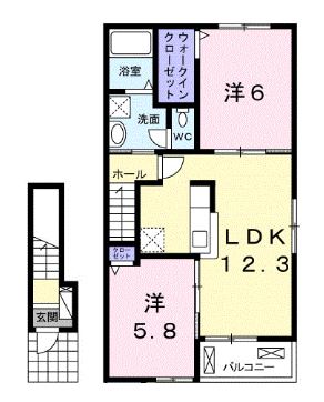 高松市多肥上町のアパートの間取り