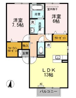 福山市蔵王町のアパートの間取り