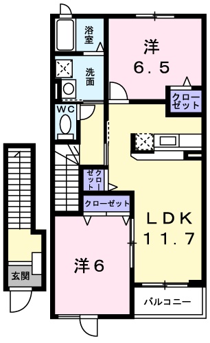 神戸市西区丸塚のアパートの間取り