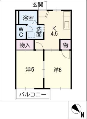 プチタウン下塩田Ｂ棟の間取り