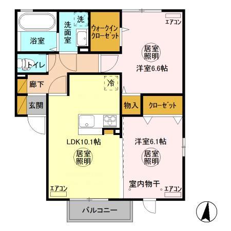 ひたちなか市大字田彦のアパートの間取り