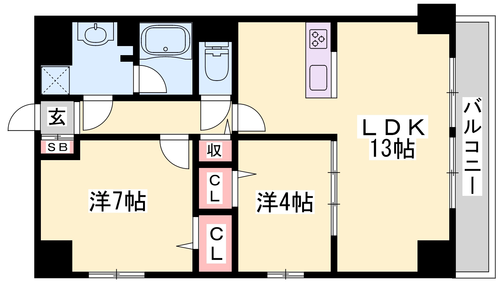 姫路市五軒邸のマンションの間取り