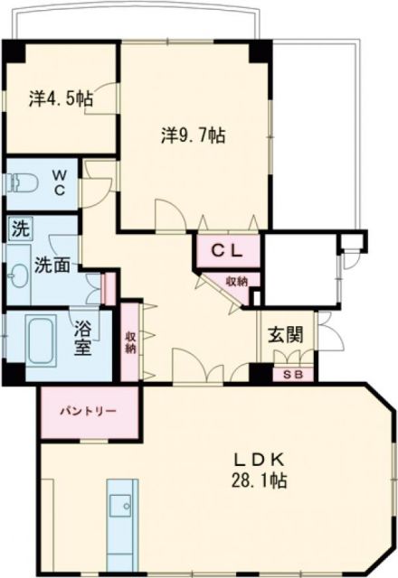 【世田谷区上野毛のマンションの間取り】