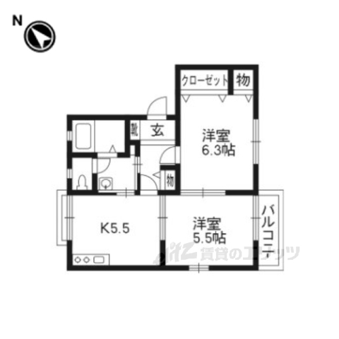 栗東市下鈎のアパートの間取り